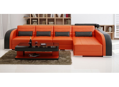 Grote bank bank woonlandschap gestoffeerde hoek leren bankstel banken Bergamo