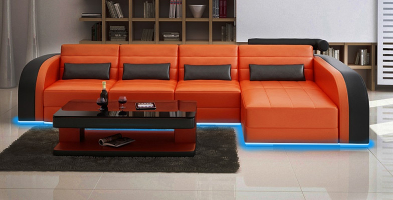 Grote bank bank woonlandschap gestoffeerde hoek leren bankstel banken Bergamo