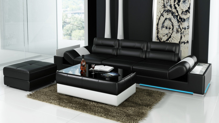 XXL Grote Bank Lounge Club 3+3 Zits Multifunctionele Bank Lederen Bank + USB + LED  XXL Grote Bank Lounge Club 3+3 Zits Multifunctionele Bank Lederen Bank + USB + LED