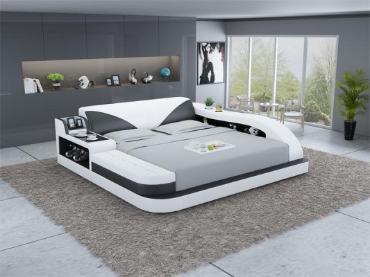 Multifunctioneel bed Luxe design Leren bed Dubbele plank 180x200