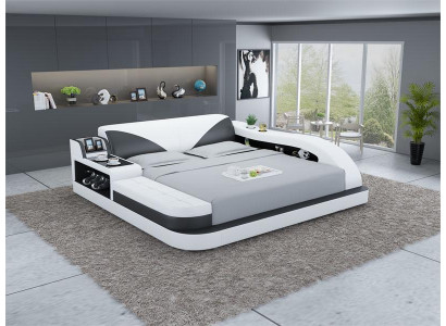 Multifunctioneel bed Luxe design Leren bed Dubbele plank 180x200
