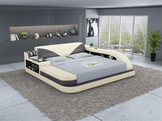 Multifunctioneel bed Luxe design Leren bed Dubbele plank 180x200