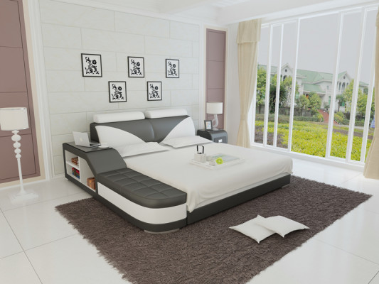 Ontwerp Gestoffeerd Tweepersoonsbed Moderne Slaapkamerbedden 140x200cm + USB & Plank