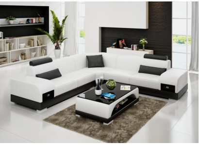 Leren bank Bank Woonlandschap Hoekbank Hoek Bank Modern Design Set   Leer bank Bank Woonlandschap Hoekbank Hoek Bank Modern Ontwerp Set