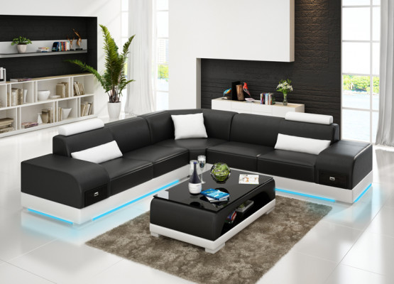 Leren bank Bank Woonlandschap Hoekbank Hoek Bank Modern Design Set   Leer bank Bank Woonlandschap Hoekbank Hoek Bank Modern Ontwerp Set