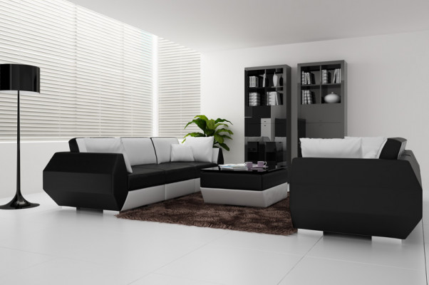 Leren bank Bank Woonlandschap 3+3 zits Couch Set Modern design
