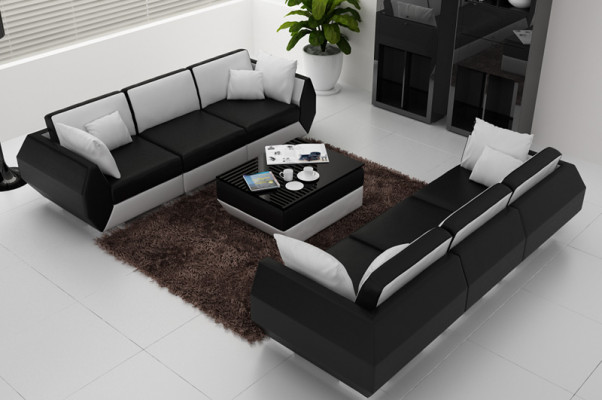 Leren bank Bank Woonlandschap 3+3 zits Couch Set Modern design
