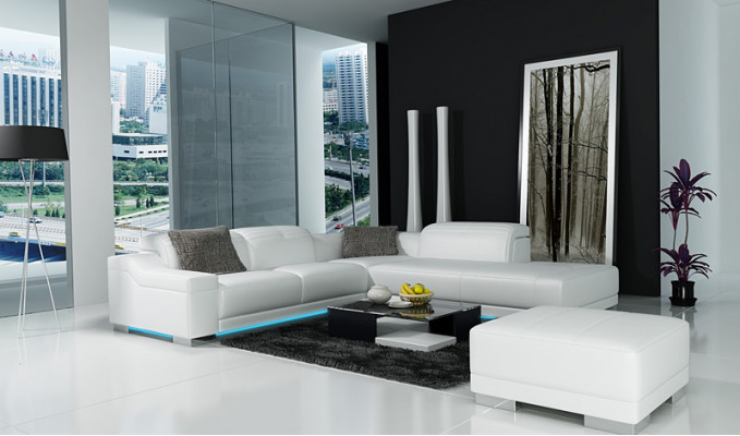 Leren bank Bank Bank Woonlandschap Hoekbank Hoekstel Ontwerp Modern L K5002C