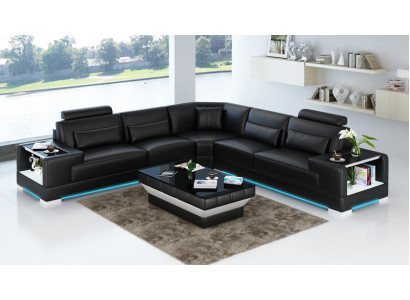 Leren bank bank bank woonlandschap hoekbank hoek modern design suite