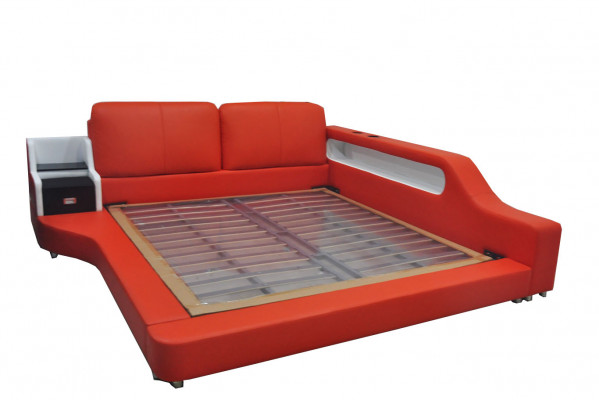 Dubbel luxe design leren bed gestoffeerde bedden moderne hotel multifunctioneel