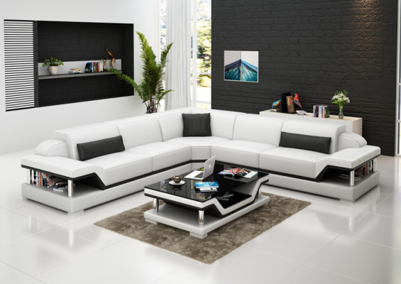 Leren bank Bank Woonlandschap Hoekbank Hoekstel Ontwerp Modern Sofa G8004B