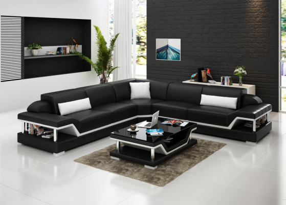 Leren bank Bank Woonlandschap Hoekbank Hoekstel Ontwerp Modern Sofa G8004B