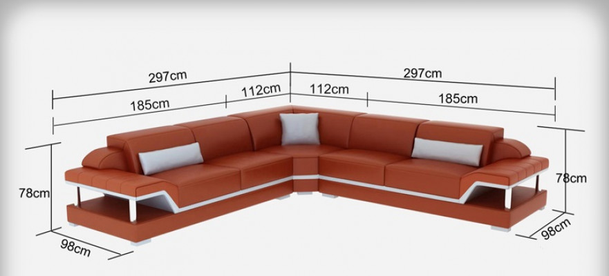 Leren bank Bank Woonlandschap Hoekbank Hoekstel Ontwerp Modern Sofa G8004B