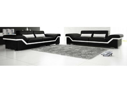 LEDEREN BANK GROTE BANK 3+3 DESIGNBANK BEKLEED LEDEREN SET BANKSTEL NIEUW