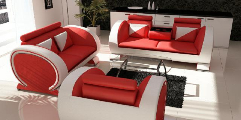 Sofa set Leren bank Bank Bank Bekleding Lederen set Banken Banken 3+2+1
