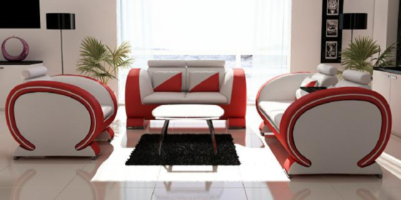 Sofa set Leren bank Bank Bank Bekleding Lederen set Banken Banken 3+2+1