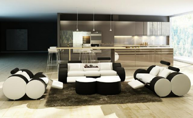 LEDER SOFA 3/2/1 ZITS RELAXBANK BANKSTEL BANKSTEL BEKLEDINGSSERIE