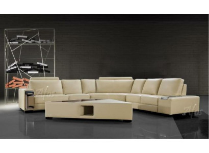 Leer hoekbank bank bank ontwerp zitkussen set woonlandschap 2348