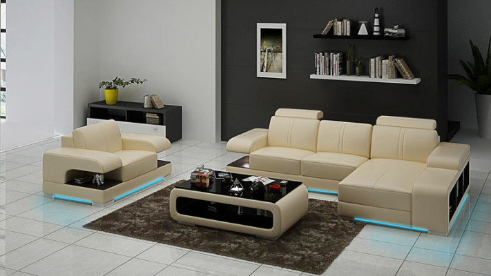 Leren bankstel hoekbank fauteuil set moderne bank nieuw G8028E