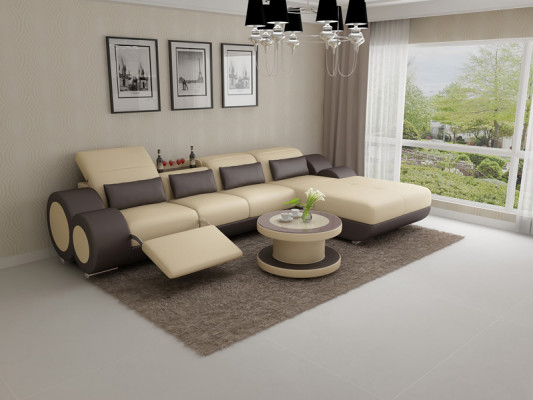 Leren bank Bankstel Nieuw Hoekbank Hoek Set Ontwerp Modern Sofa G8035H