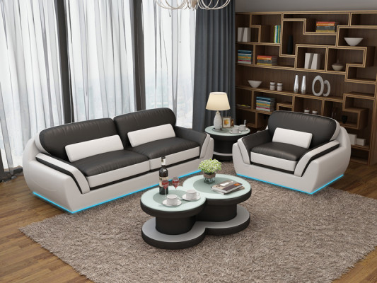 Leren bank Bank Bankstel 3+1 Zits set Ontwerp Modern Nieuw Bankstel