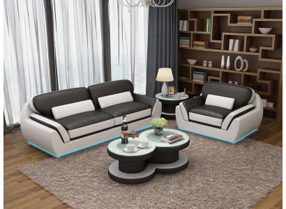 Leren bank Bank Bankstel 3+1 Zits set Ontwerp Modern Nieuw Bankstel