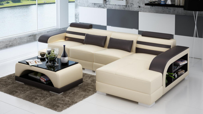 Lederen bank Bank Woonlandschap Hoekbank Hoekstel Modern ontwerp bankstel G8033C