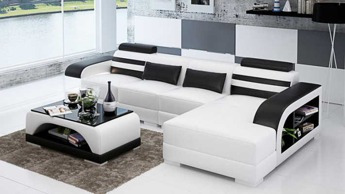 Lederen bank Bank Woonlandschap Hoekbank Hoekstel Modern ontwerp bankstel G8033C