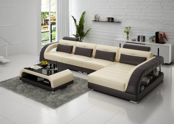 Leren hoekbank bank gestoffeerde bank woonlandschap luxe set
