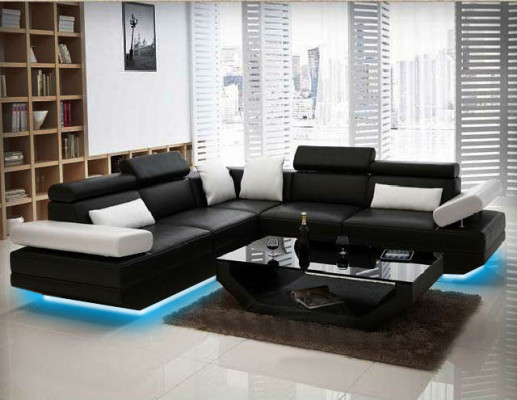 Woonlandschap Beklede Hoekbank Hoekbank met USB-set Landschapsleer AlfredB.