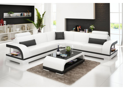 Leren bank Bank Woonlandschap Hoekbank Hoekbankstel Design Moderne Sofa G8011B