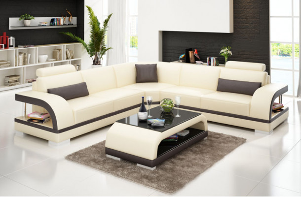 Leren bank Bank Woonlandschap Hoekbank Hoekbankstel Design Moderne Sofa G8011B