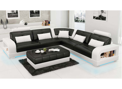 Leren bank Bank Woonlandschap Hoekbank Hoekbank Set Ontwerp Modern Bankstel L6008B