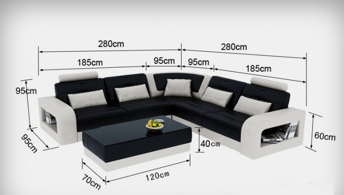 Leren bank Bank Woonlandschap Hoekbank Hoekbank Set Ontwerp Modern Bankstel L6008B