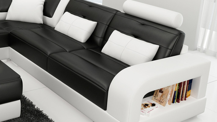 Leren bank Bank Woonlandschap Hoekbank Hoekbank Set Ontwerp Modern Bankstel L6008B