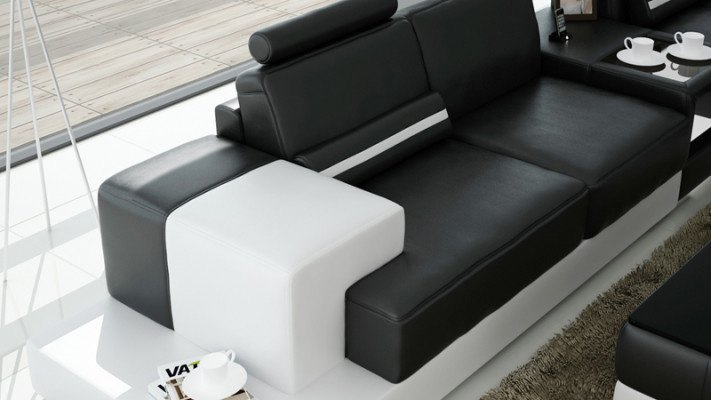 Lederen bank bank woonlandschap hoekbank hoekstel modern ontwerp bankstel L6004D