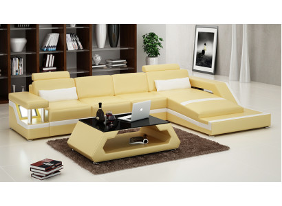 Leren bank Bank Moderne woonlandschaps hoekdecor Ecksofa design set