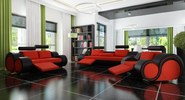 Bankbekleding 3+2 zits designerbank leren bank kleurkeuze bankstel zwart