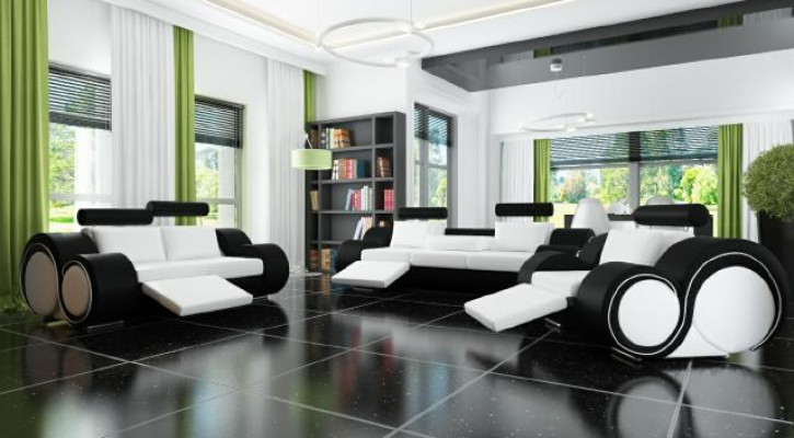 Bankbekleding 3+2 zits designerbank leren bank kleurkeuze bankstel zwart