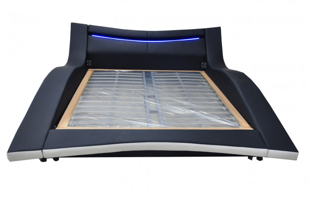 Luxe design leren tweepersoons hotelbed met USB, gestoffeerd echtelijke bedframe nieuw