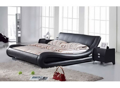 XXL Tweepersoons leren bed met USB, leren ontwerper 4761