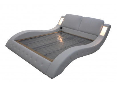 Luxe bed met USB-bekleding voor hotelmoderne bedden van leer 140/160/180/200 cm.