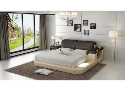 Luxe bed + verlichting leren bedden bank groot 140/160/180 LB8807