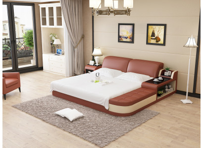 Ontwerp lederen bed Luxe gestoffeerde bedden Dubbel Modern Huwelijk 140/160/180 cm