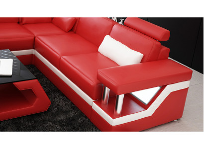 Leren bank Bank Woonlandschap Hoek Modern Decor Hoekbank Design Set