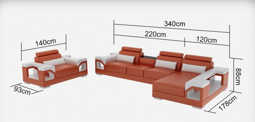 Leren bank woonlandschap hoekbank fauteuil bankstel design moderne bank G8010E