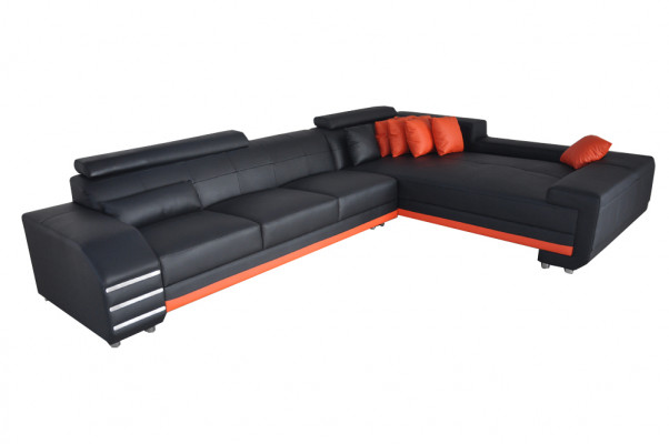 Eckleren Sofa Bank Bekleding Zitgroep Woonlandschap Ontwerp XXL
