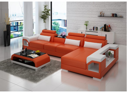 Leren bank Bank Woonlandschap Hoekbank Eck Set Ontwerp Modern Sofa G8010C