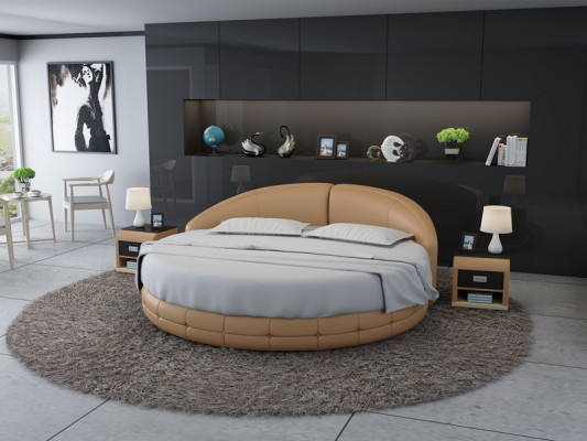 Rond bed ontwerp bed gestoffeerd designer bed gestoffeerd rond XXL luxe kingsize.