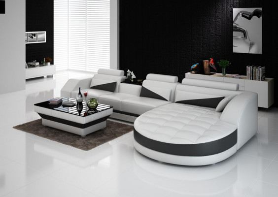 Bank Leren bank Bank Woonlandschap Modern Hoekbank Design Set